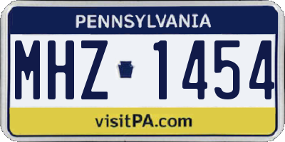 PA license plate MHZ1454