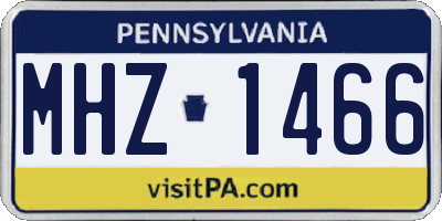 PA license plate MHZ1466