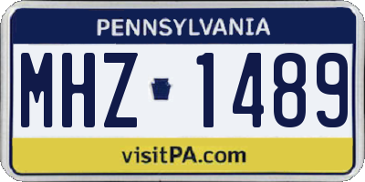 PA license plate MHZ1489