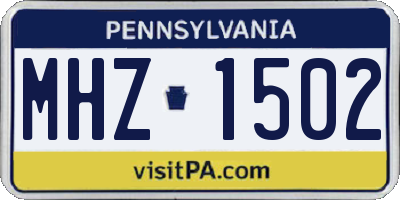 PA license plate MHZ1502