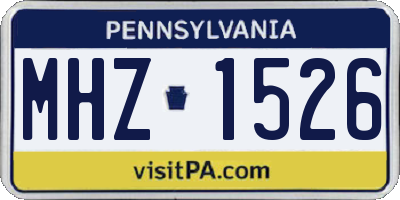 PA license plate MHZ1526