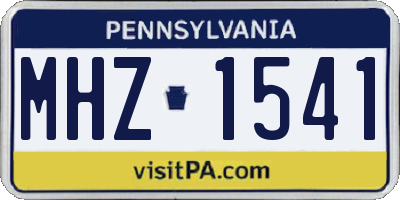PA license plate MHZ1541