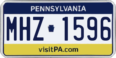 PA license plate MHZ1596
