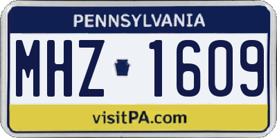 PA license plate MHZ1609