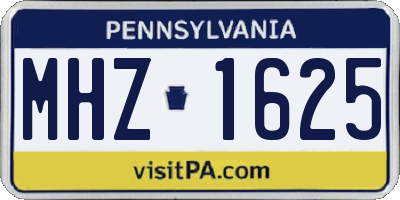 PA license plate MHZ1625