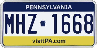 PA license plate MHZ1668
