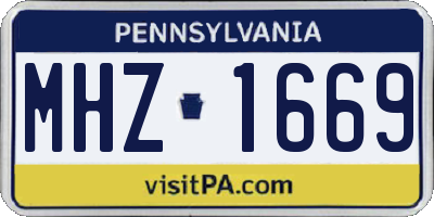 PA license plate MHZ1669