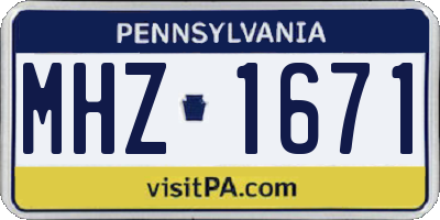 PA license plate MHZ1671