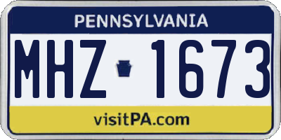 PA license plate MHZ1673