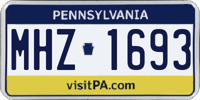 PA license plate MHZ1693
