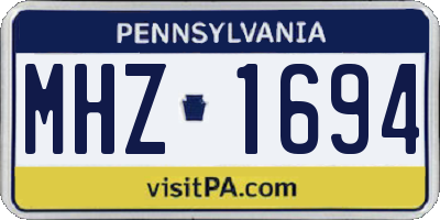 PA license plate MHZ1694