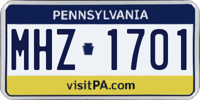 PA license plate MHZ1701