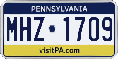 PA license plate MHZ1709