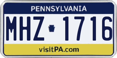 PA license plate MHZ1716