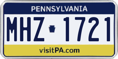 PA license plate MHZ1721