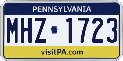 PA license plate MHZ1723