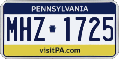 PA license plate MHZ1725