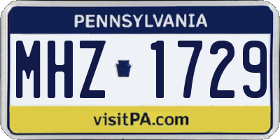 PA license plate MHZ1729