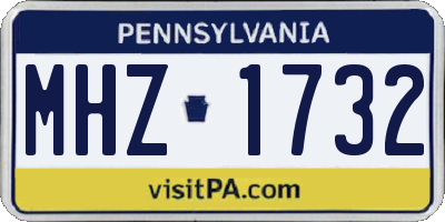 PA license plate MHZ1732