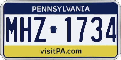 PA license plate MHZ1734