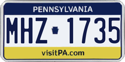 PA license plate MHZ1735