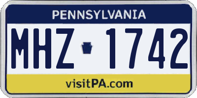 PA license plate MHZ1742