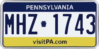 PA license plate MHZ1743
