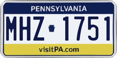 PA license plate MHZ1751