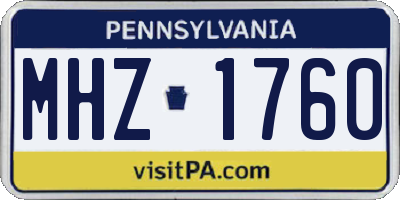PA license plate MHZ1760