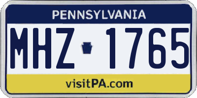 PA license plate MHZ1765