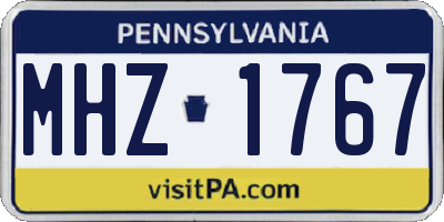 PA license plate MHZ1767