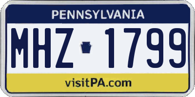 PA license plate MHZ1799
