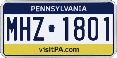 PA license plate MHZ1801