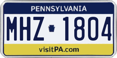 PA license plate MHZ1804