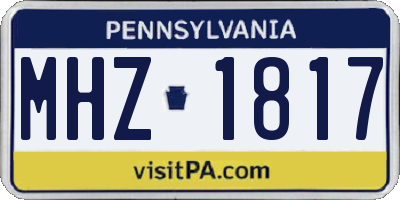 PA license plate MHZ1817
