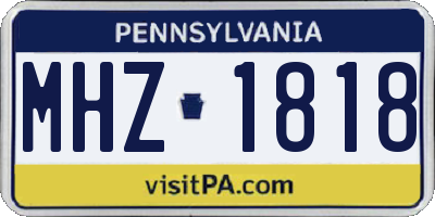 PA license plate MHZ1818