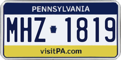 PA license plate MHZ1819