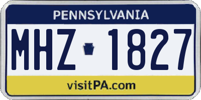 PA license plate MHZ1827