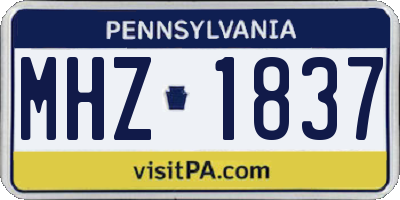 PA license plate MHZ1837