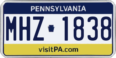 PA license plate MHZ1838