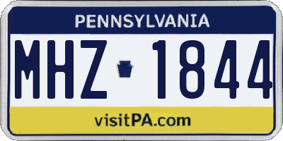 PA license plate MHZ1844