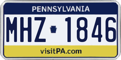 PA license plate MHZ1846