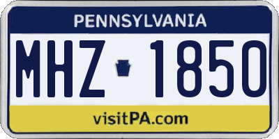 PA license plate MHZ1850