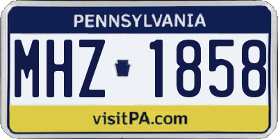 PA license plate MHZ1858