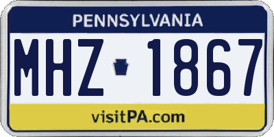 PA license plate MHZ1867