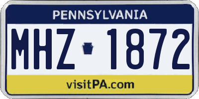 PA license plate MHZ1872