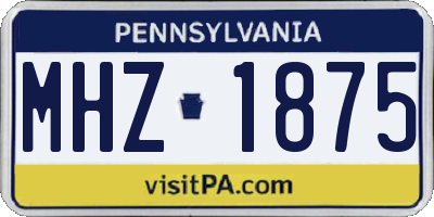 PA license plate MHZ1875