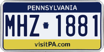 PA license plate MHZ1881