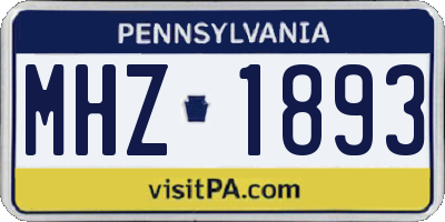 PA license plate MHZ1893