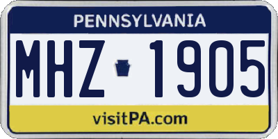 PA license plate MHZ1905